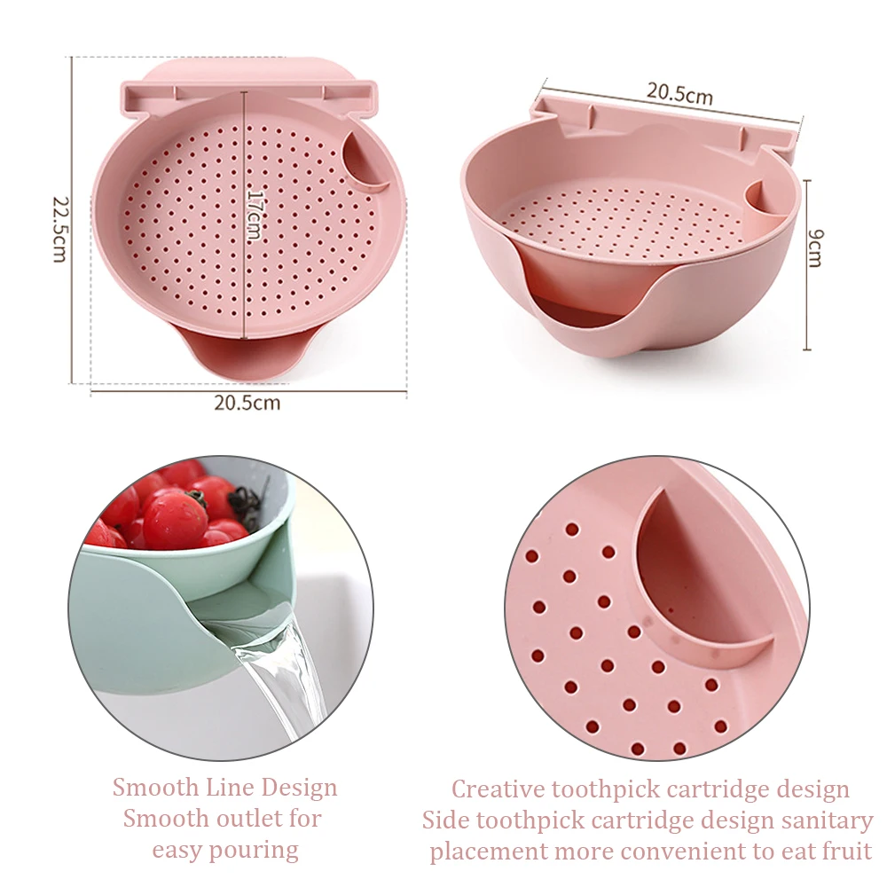 1pcs double-layer fruit tray bowl with mobile phone holder ktchen acessories 