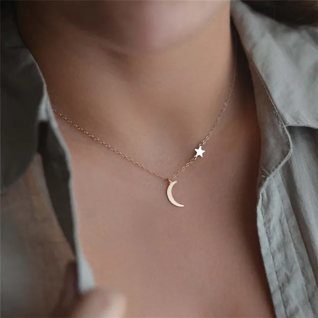 Collier ras du cou couleur or pour femmes, Simple, tendance, étoile, lune, bijoux bon marché, nouvelle collection 2020 2