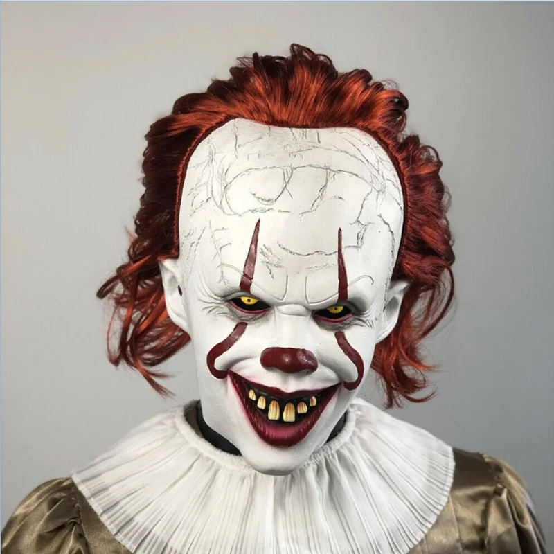 

Horror Clown Joker Mask Stephen King's Mask Pennywise The eyes will shine Clown Latex Mask Halloween Cosplay Props costume party