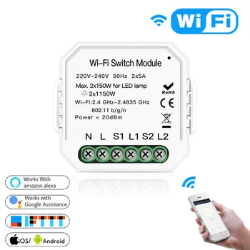 2 Gang 2 Way Wifi Smart Light Switch Diy Breaker Module for EU/UK Switch APP Remote Control Compatible with Alexa Google Home
2 Gang 2 Way Wifi Smart Light Switch Diy Breaker Module for EU/UK Switch APP Remote Control Compatible with Alexa Google Home