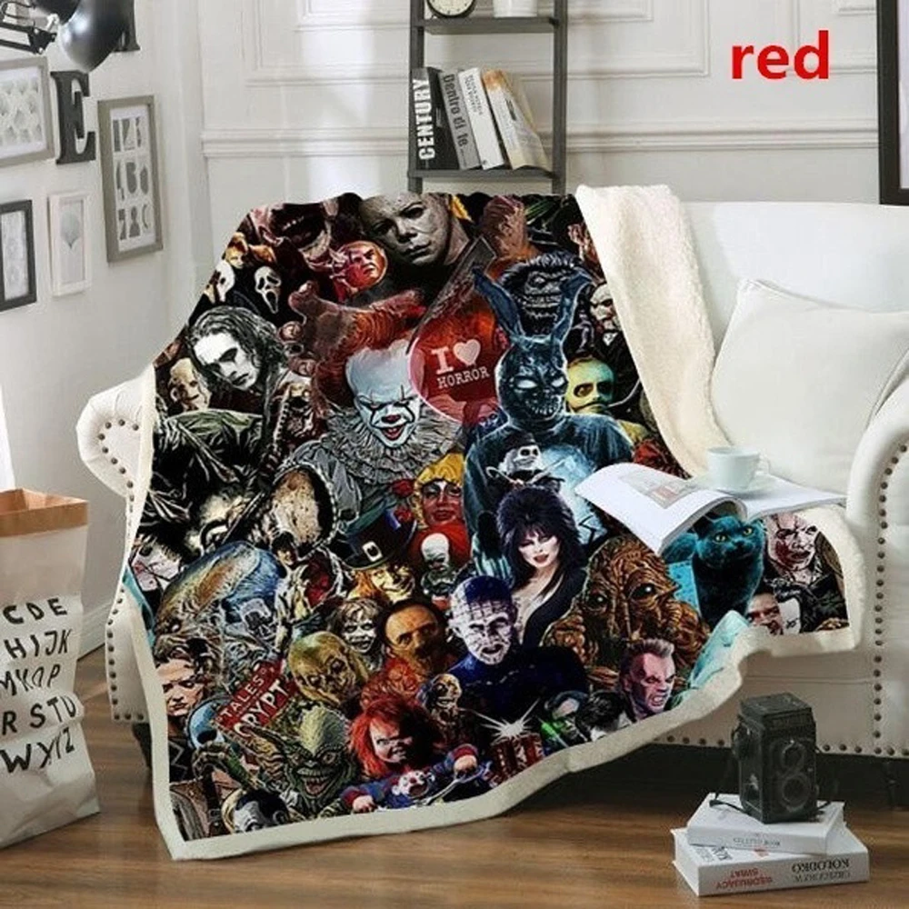 Plstar Cosmos Halloween Fleece Blanket horror movie Scream Team Zombie brid Blanket 3D print Sherpa Blanket on Bed Home style-7 
Plstar Cosmos Halloween Fleece Blanket horror movie Scream Team Zombie brid Blanket 3D print Sherpa Blanket on Bed Home style-7