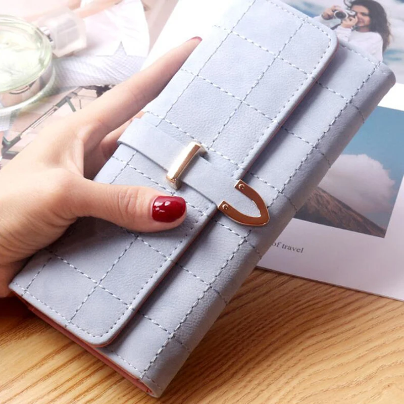 

Famous Brand Long Purse Two Fold Women Wallets Drawstring Nubuck Leather Zipper Suede Wallet Ladies Clutch Bag female wallet