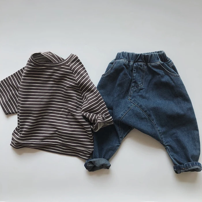 Korean Style Baby Boys Girls Cowboy Pants Kids Casual Elastic Waist Pant Children's Clothing Autumn Baby Boys Girls Jeans 44 H8f759553612a4a5fba8a985d53ea229dr