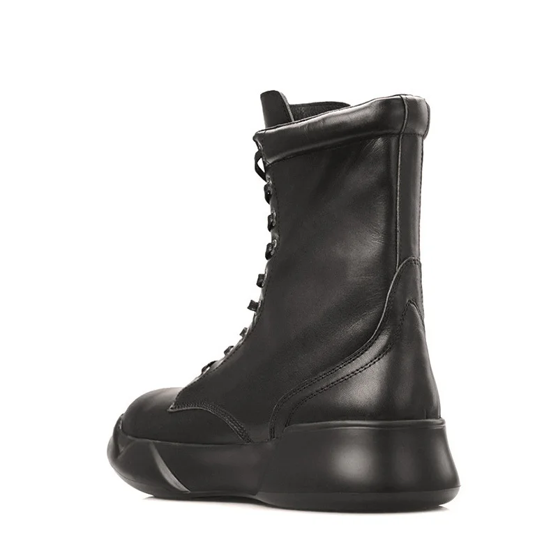 Фото Мужские байкерские ботинки со шнуровкой в стиле панк на молнии Мужская обувь из
