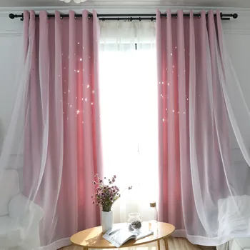 Fashion Blackout Curtains For Living Room Bedroom Hollow Star Window Kitchen Pink Blue Grey Drapes With White Tulle
Fashion Blackout Curtains For Living Room Bedroom Hollow Star Window Kitchen Pink Blue Grey Drapes With White Tulle