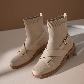 Luxury brand ankle boots women's new winter shoes cow leather knitting buckle Stretch ankle boots women's botas mujer
Luxury brand ankle boots women's new winter shoes cow leather knitting buckle Stretch ankle boots women's botas mujer