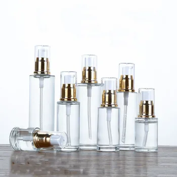 20ml 30ml 40ml 50ml 60ml 80ml 100ml Cosmetic Container Refillable Bottle Glass Spray Lotion Pump Packaging Emulsion Bottle 8Pcs