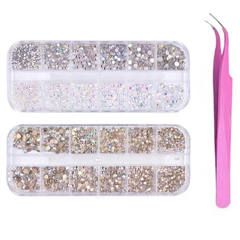 1Set Glitter Crystal AB Rhinestones Flat Back Glass Nail Rhinestones for Charms 3D Nails Art Decorations with Tweezers
1Set Glitter Crystal AB Rhinestones Flat Back Glass Nail Rhinestones for Charms 3D Nails Art Decorations with Tweezers