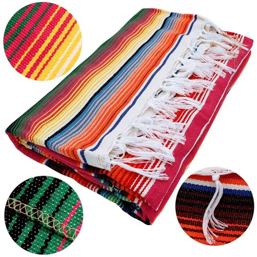 Mexican Serape Blanket Outdoor Stripe Rainbow Handwoven Blankets Mat For Beds Travel Picnic Sofa Table Cover 35x215cm/150x213cm
Mexican Serape Blanket Outdoor Stripe Rainbow Handwoven Blankets Mat For Beds Travel Picnic Sofa Table Cover 35x215cm/150x213cm