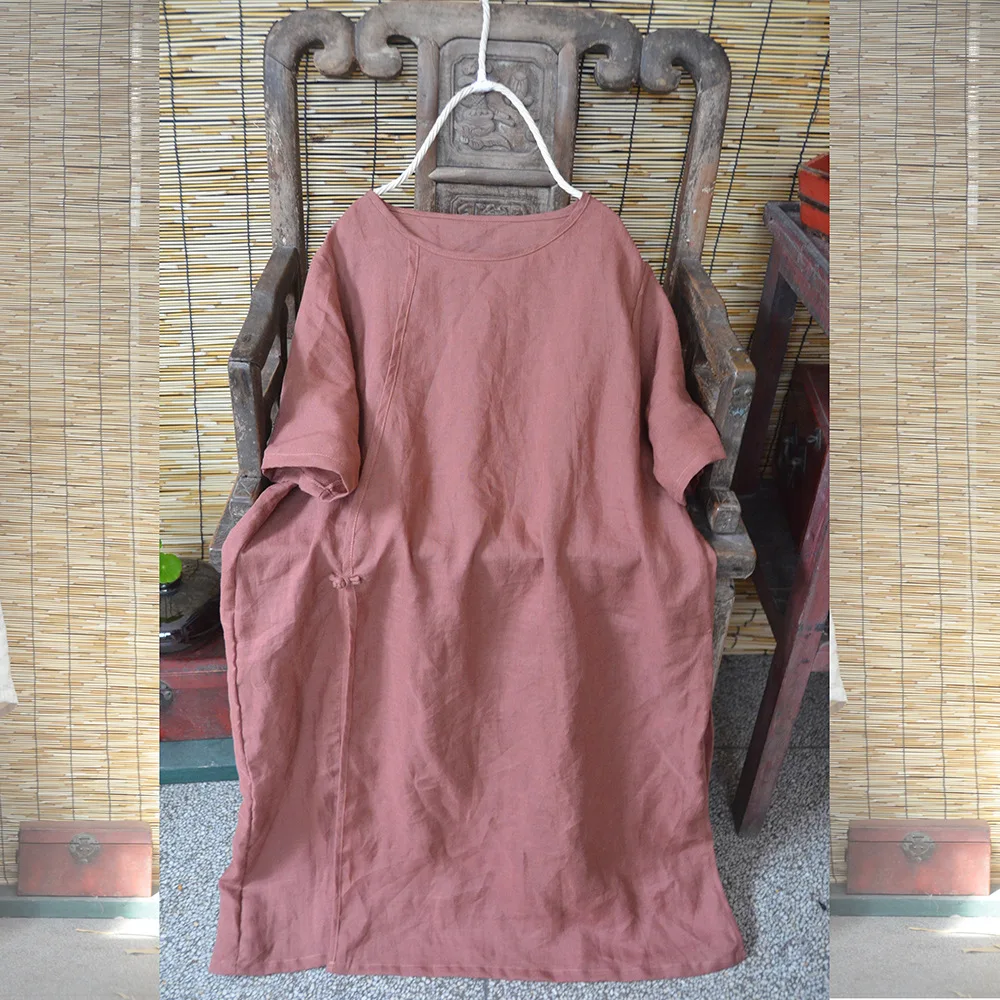 Ramie Dress Women Summer Thin Solid Color Loose Chinese Style Baggy Dress Original Casual Ethnic Style Half Sleeve Dresses
Ramie Dress Women Summer Thin Solid Color Loose Chinese Style Baggy Dress Original Casual Ethnic Style Half Sleeve Dresses