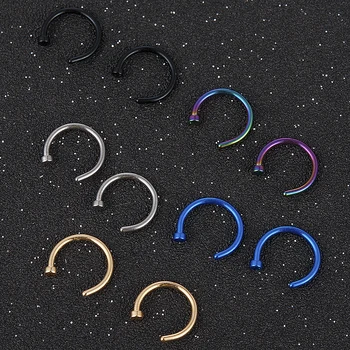 2020 NEW 2pcs Hot Stainless Steel Nose Open Hoop Ring Earring Body Piercing Jewelry 4Color Black Gold Nose Rings nose stud
2020 NEW 2pcs Hot Stainless Steel Nose Open Hoop Ring Earring Body Piercing Jewelry 4Color Black Gold Nose Rings nose stud