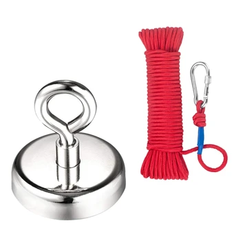 Neodymium Eyebolt Magnet,Diameter x 60Mm Thick x 15Mm,N52 Holding Pull Force 330Lbs(150Kg) Fishing Clamping Magnet And 6Mm Braid 
Neodymium Eyebolt Magnet,Diameter x 60Mm Thick x 15Mm,N52 Holding Pull Force 330Lbs(150Kg) Fishing Clamping Magnet And 6Mm Braid