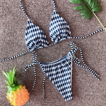 IMANFive Women Sexy Plaid Halter String Thong Bikini 2019 New Arrival Beachwear Padded Low Waist Swimsuit Brazilian Swimwear
IMANFive Women Sexy Plaid Halter String Thong Bikini 2019 New Arrival Beachwear Padded Low Waist Swimsuit Brazilian Swimwear