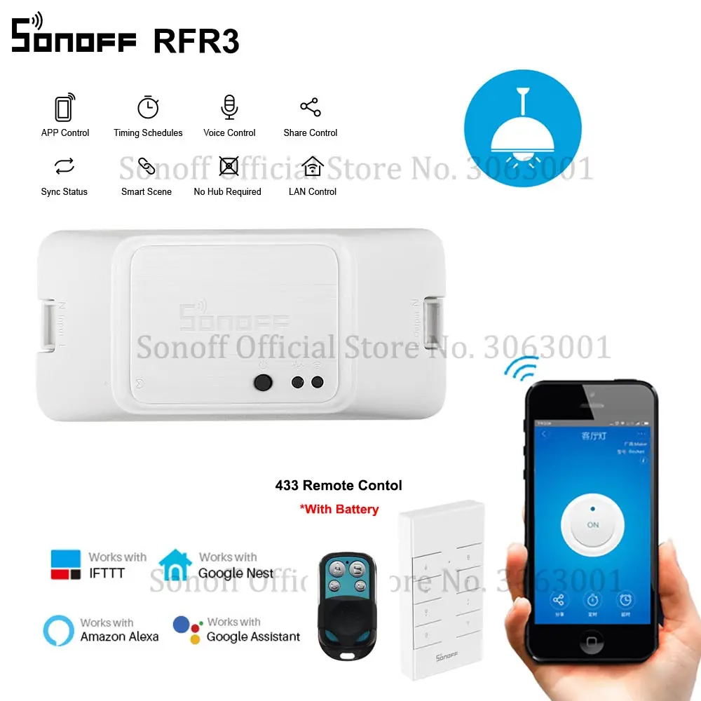Hot Sale SONOFF RF R3 WiFi Switch,Smart On Off Light Switches Support APP/433 RF/Voice Remote Control Universal DIY Module
Hot Sale SONOFF RF R3 WiFi Switch,Smart On Off Light Switches Support APP/433 RF/Voice Remote Control Universal DIY Module