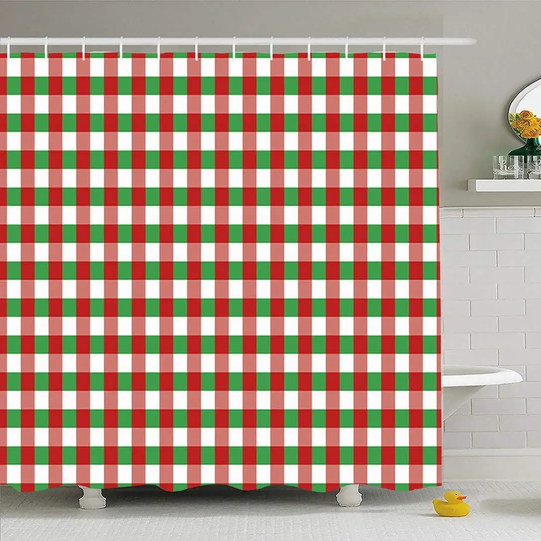 Shower Curtain Set with Hooks 72x72 Red Green Drapery Cooking Gingham Pattern Christmas Xmas Checkered Square Year Tablecloth
Shower Curtain Set with Hooks 72x72 Red Green Drapery Cooking Gingham Pattern Christmas Xmas Checkered Square Year Tablecloth