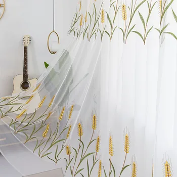 Gold Wheat Embroidered Tulle Curtain For Living Room Farm Plant Barley Pattern Translucent Veil Balcony Window Drapes JS261C
Gold Wheat Embroidered Tulle Curtain For Living Room Farm Plant Barley Pattern Translucent Veil Balcony Window Drapes JS261C