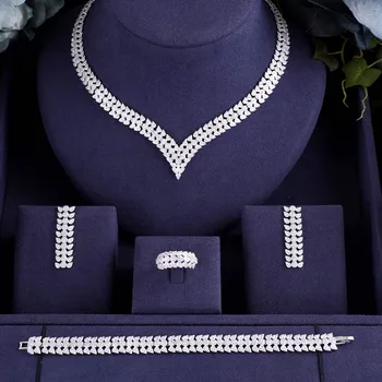 Hotsale African 4pc Bridal Jewelry Sets New Fashion Dubai Necklace Sets For Women Wedding Party Accessories Design 
Hotsale African 4pc Bridal Jewelry Sets New Fashion Dubai Necklace Sets For Women Wedding Party Accessories Design