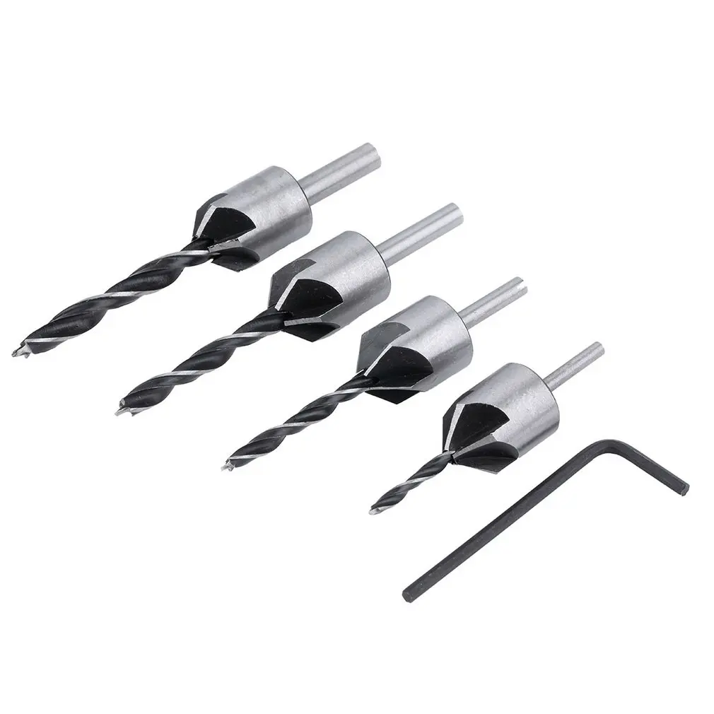 4 pcs HSS Flute Countersink Drill Bit Set Screw Woodworking Chamfer Tool 3-6mm Stock Offer
4 pcs HSS Flute Countersink Drill Bit Set Screw Woodworking Chamfer Tool 3-6mm Stock Offer