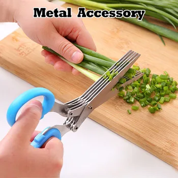 Small And Convenient Stainless Steel Kitchen Scissors Spice Chopped Green Onion Scissors Kitchen Practical Five-layer Scissors