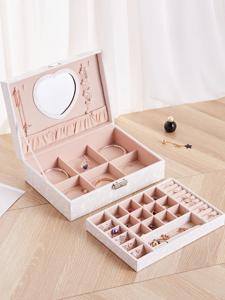 New Design Pu Leather Jewelry Box Double-layer Wooden Frame Princess Jewelry Storage Box Cosmetic Box Highly Recommend
New Design Pu Leather Jewelry Box Double-layer Wooden Frame Princess Jewelry Storage Box Cosmetic Box Highly Recommend