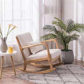 (66 x 68 x 75cm) Rocking Chair Fabric Oak Sofa Rocking Chair Beige
(66 x 68 x 75cm) Rocking Chair Fabric Oak Sofa Rocking Chair Beige