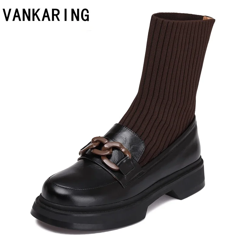 school style chains ankle boots woman cow leather autumn winter sock boots thick heel decoration fashion black wine red botas
school style chains ankle boots woman cow leather autumn winter sock boots thick heel decoration fashion black wine red botas