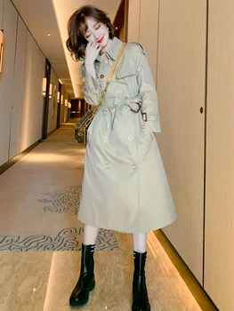 Temperament lapel double-breasted take closed loops cuff show thin waist, paragraph dust coat grows in fall new women's wear
Temperament lapel double-breasted take closed loops cuff show thin waist, paragraph dust coat grows in fall new women's wear