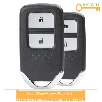 KEYECU 2PCS Smart Remote Control Car Key for Honda Jazz XRV Venzel HRV 2015 2016 2017, Fob 2 Button - 433MHz - P/N 72147-T5A-G01
KEYECU 2PCS Smart Remote Control Car Key for Honda Jazz XRV Venzel HRV 2015 2016 2017, Fob 2 Button - 433MHz - P/N 72147-T5A-G01