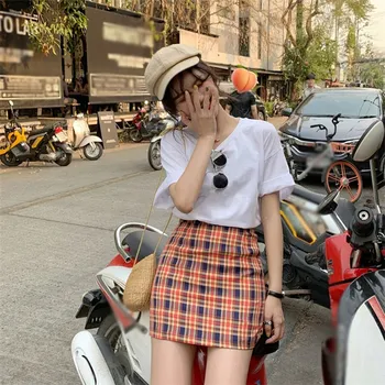 Fashion Women Skirt Stitching Color Lattice High Waist Skirts Slim Temperament A Line Skirt Simple
Fashion Women Skirt Stitching Color Lattice High Waist Skirts Slim Temperament A Line Skirt Simple