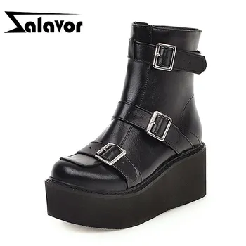 ZALAVOR Plus Size 33-46 Women Ankle Boots Gothic Metal Buckle Chunky Heels Shoes Women Winter Warm Fashion Platform Boots 
ZALAVOR Plus Size 33-46 Women Ankle Boots Gothic Metal Buckle Chunky Heels Shoes Women Winter Warm Fashion Platform Boots