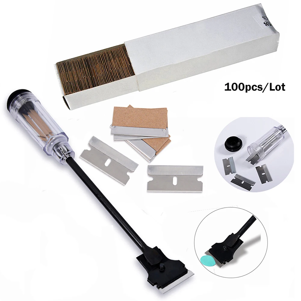 EHDIS 100pcs 1.5" Razor Blade + Window Glass Clean Long Scraper Squeegee Vinyl Car Wrap Film Glue Sticker Remover Cleaning Tool
EHDIS 100pcs 1.5" Razor Blade + Window Glass Clean Long Scraper Squeegee Vinyl Car Wrap Film Glue Sticker Remover Cleaning Tool