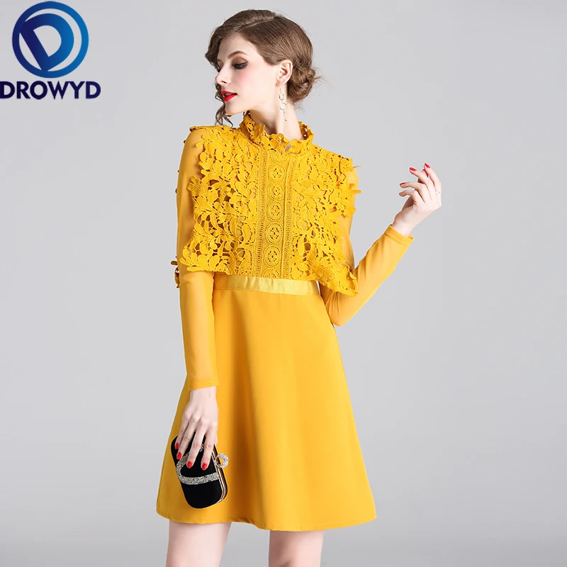 Elegant Party Mini Dress for Women Autumn Casual Lace Boho Long Sleeve Yellow Floral Dress Vintage High Waist Dresses Vestidos
Elegant Party Mini Dress for Women Autumn Casual Lace Boho Long Sleeve Yellow Floral Dress Vintage High Waist Dresses Vestidos