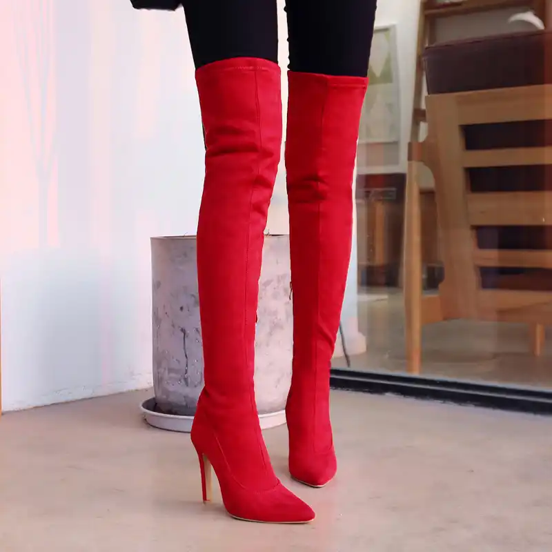red suede thigh high boots
