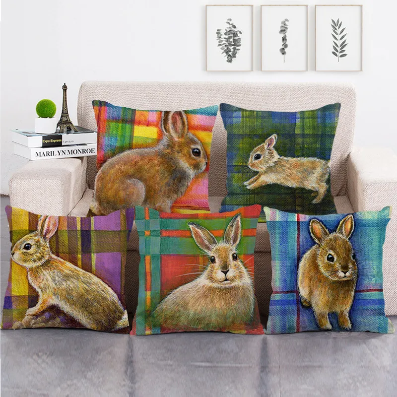 Colorful Plaid Bottom Easter Bunny Linen Throw Pillows Case Yellow Cartoon Animals Printed Sofa Decorative Cushion Cover 45x45
Colorful Plaid Bottom Easter Bunny Linen Throw Pillows Case Yellow Cartoon Animals Printed Sofa Decorative Cushion Cover 45x45
