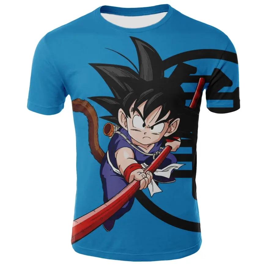

New Short-sleeved 3d Anime Harajuku Cartoon 3dt Shirt Male Goku Children's Casual Cool Fashion Hip-hop Men's Clothing