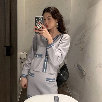 Soft Knitted Skirt Suits 2 Two Piece Set Women Autumn Tops and Skirt Suit Plus Size Outfits Office Lady Suit Single-breasted New
Soft Knitted Skirt Suits 2 Two Piece Set Women Autumn Tops and Skirt Suit Plus Size Outfits Office Lady Suit Single-breasted New