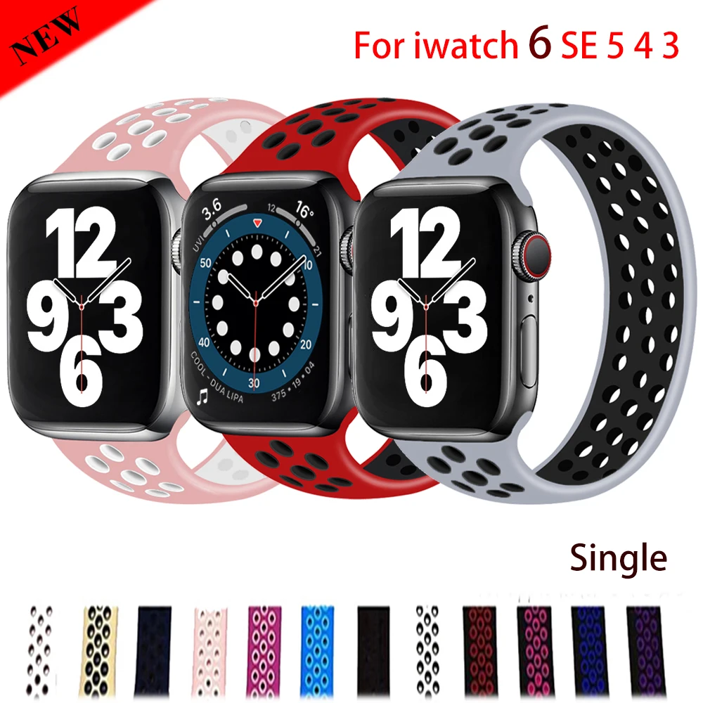 Solo Loop For Apple Watch Band 44mm 40mm 38mm 42mm Breathable Elastic Belt Silicone bracelet band iWatch Series 4 5 3 SE 6 Strap 
Solo Loop For Apple Watch Band 44mm 40mm 38mm 42mm Breathable Elastic Belt Silicone bracelet band iWatch Series 4 5 3 SE 6 Strap