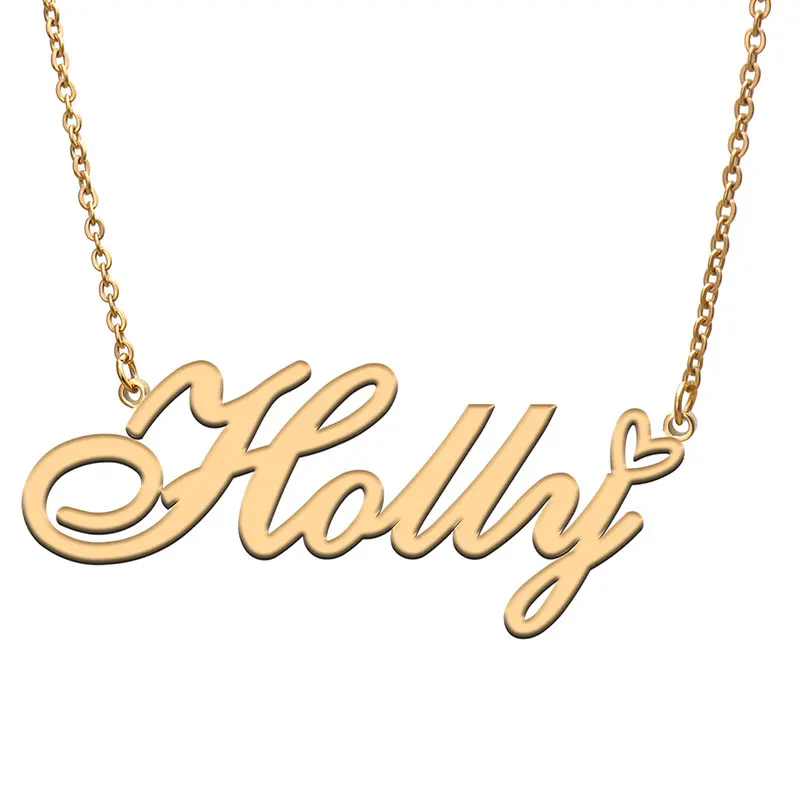 Holly with Love Heart Name Necklace for Women Stainless Steel Jewelry Nameplate Pendant Femme Mother Child Girls Gift
Holly with Love Heart Name Necklace for Women Stainless Steel Jewelry Nameplate Pendant Femme Mother Child Girls Gift