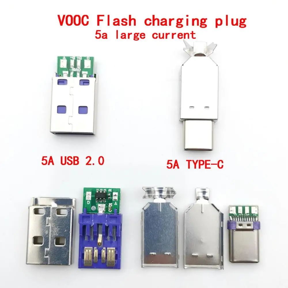 5A High Current Universal Type-c Mal Plug VOOC Flash Connector FOR OPPO Data Line DIY Charging Plug Fittings Connection Adapter
5A High Current Universal Type-c Mal Plug VOOC Flash Connector FOR OPPO Data Line DIY Charging Plug Fittings Connection Adapter