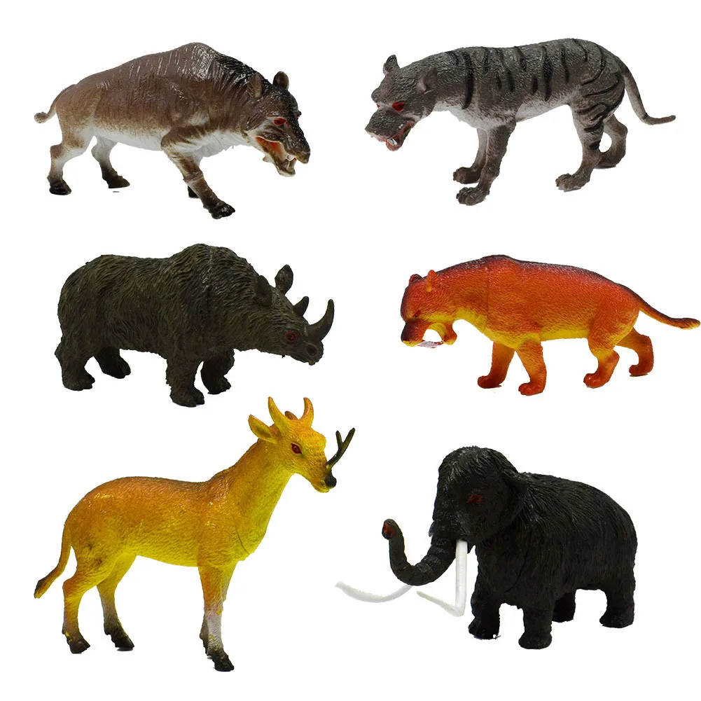 Six-PVC Plastic Model Long-haired Elephant Saber-Toothed Tiger Rhino Prehistoric Animal Model Toy 
Six-PVC Plastic Model Long-haired Elephant Saber-Toothed Tiger Rhino Prehistoric Animal Model Toy