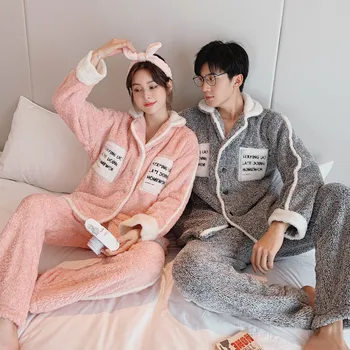 Autumn Winter Coral Fleece Loose Men Women Couple Long Sleeve Pijama Set Warm Sleepwear Top+ Pant Young Lover Pajamas
Autumn Winter Coral Fleece Loose Men Women Couple Long Sleeve Pijama Set Warm Sleepwear Top+ Pant Young Lover Pajamas