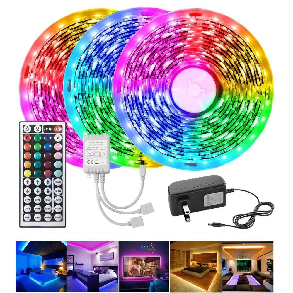 RGB Multi-Colour LED Strip 12V LED Lights SMD5050 TV Background Lighting Band Luminous 44 Key Remote Controller Neon Strip Light
RGB Multi-Colour LED Strip 12V LED Lights SMD5050 TV Background Lighting Band Luminous 44 Key Remote Controller Neon Strip Light