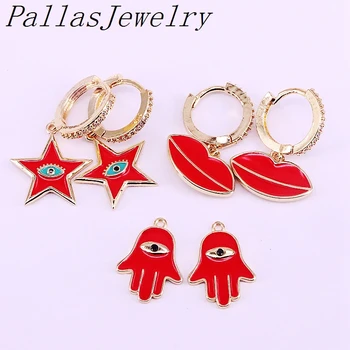 6Pairs Fashion Red Enamel Lip/Star/ Hamsa Hand Dangling Earrings For Women Jewelry Gift 
6Pairs Fashion Red Enamel Lip/Star/ Hamsa Hand Dangling Earrings For Women Jewelry Gift