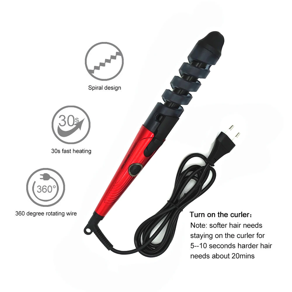 Description Picture 4 of itemProfessional Hair Curler Roller Magic Spiral Curling Iron Fast Heating Curling Wand Electric Hair Styler Pro Styling Tool