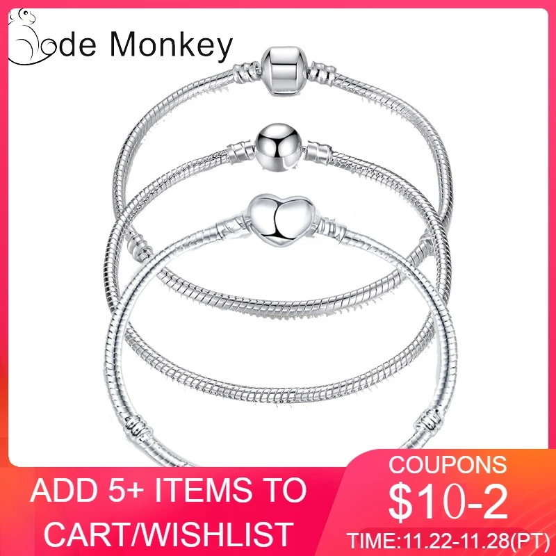 17-21cm Silver Color Love Snake Chain Bracelet Fit Original Design Beads Charm DIY Bead Bangles Jewelry Making Fashion Gift
17-21cm Silver Color Love Snake Chain Bracelet Fit Original Design Beads Charm DIY Bead Bangles Jewelry Making Fashion Gift