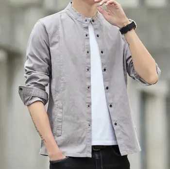 Spring and autumn new men's stand-up collar slim solid color shirt men's casual long-sleeved shirt AM968-1-25
Spring and autumn new men's stand-up collar slim solid color shirt men's casual long-sleeved shirt AM968-1-25