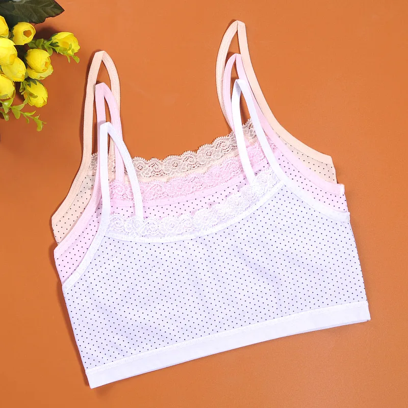 2pc/lot Cotton Kids Bras Wireless Puberty Girls Bra Breathable Training Bras  Girls Underwear Children