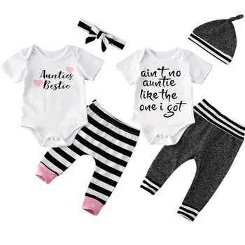 3pcs Baby Boys Girls Aunties Bestie Romper Tops Pants Set Summer Short Sleeve Letter Bodysuit Striped Trousers Headband Outfits 
3pcs Baby Boys Girls Aunties Bestie Romper Tops Pants Set Summer Short Sleeve Letter Bodysuit Striped Trousers Headband Outfits