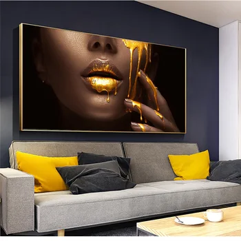African Nude Woman Canvas Painting Gold Sexy Lip Black Posters and Prints Wall Art Picture for Living Room Home Decoration 
African Nude Woman Canvas Painting Gold Sexy Lip Black Posters and Prints Wall Art Picture for Living Room Home Decoration