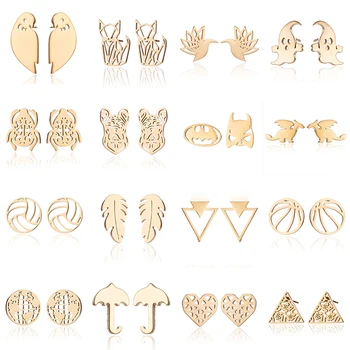 jisensp Cartoon Stainless Steel Earrings for Women Gold Small Heart Leaf Triangle Round Stud Earrings Piercing pendients 2020
jisensp Cartoon Stainless Steel Earrings for Women Gold Small Heart Leaf Triangle Round Stud Earrings Piercing pendients 2020